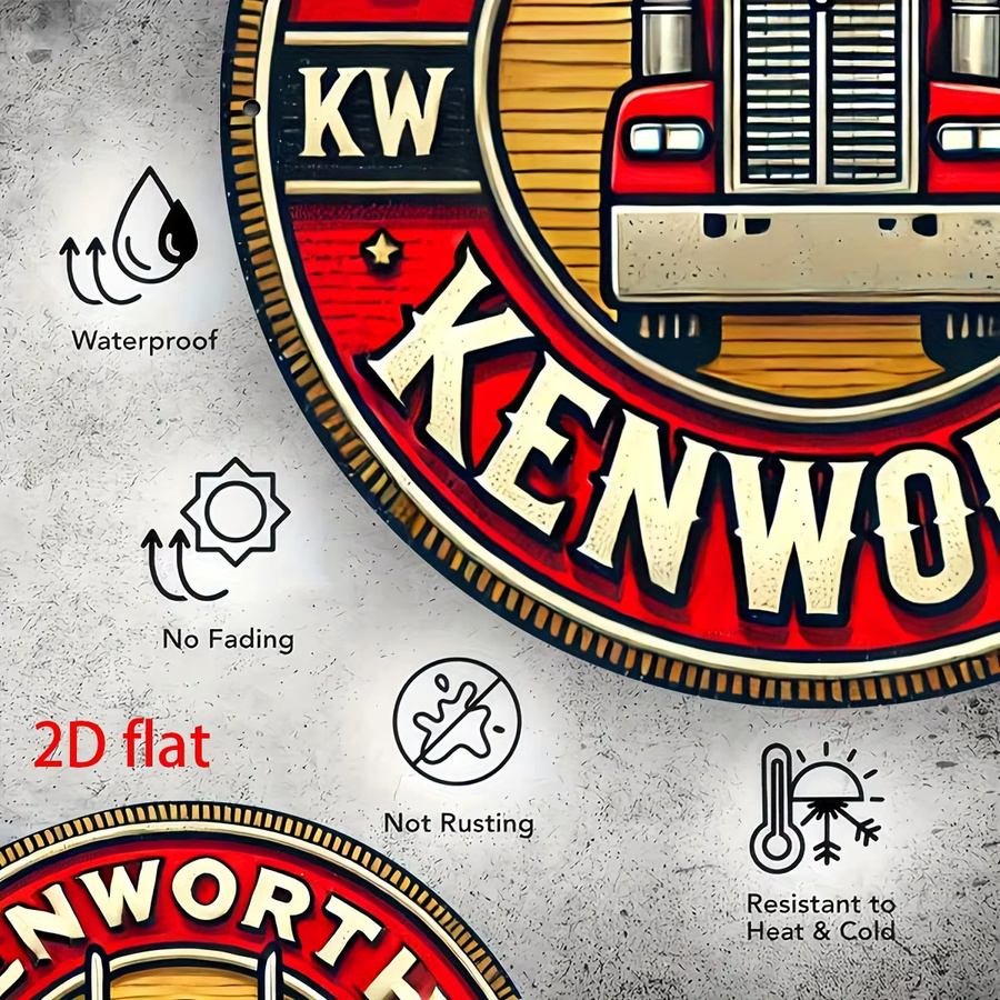 Potdemiel Kenworth Truck Logo Aluminium Metallschild im Vintage-Stil, Wandkunst für Zuhause und Büro, B/H: 20,32 x 20,32 cm, Mehrfarbig - Bild 4