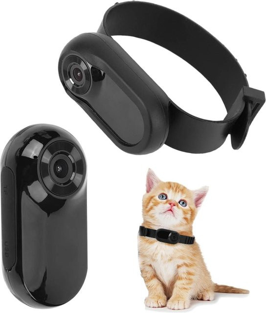 OutsideWorld Mini Action-Kamera für Haustiere mit 1080P Auflösung und 90 Grad Weitwinkel, Katzenhalsband-Kamera in Schwarz - Bild 1