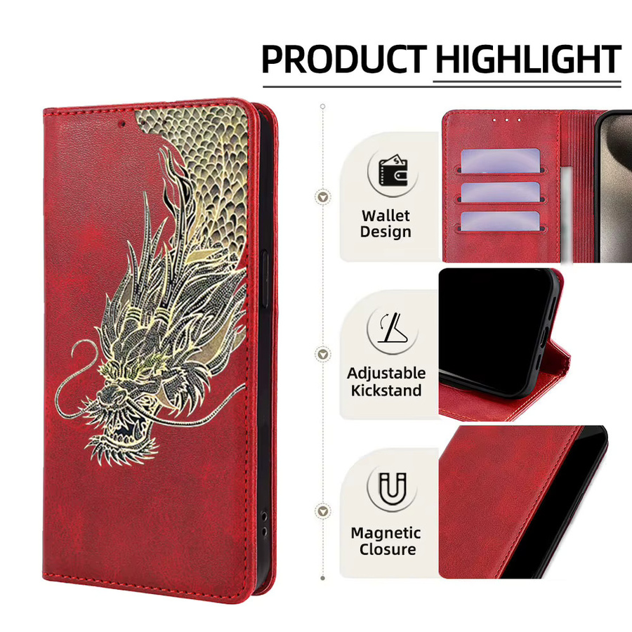 Leder Flip Wallet Case mit Dragon Pattern für OnePlus Nord Serie in Blau - Bild 2
