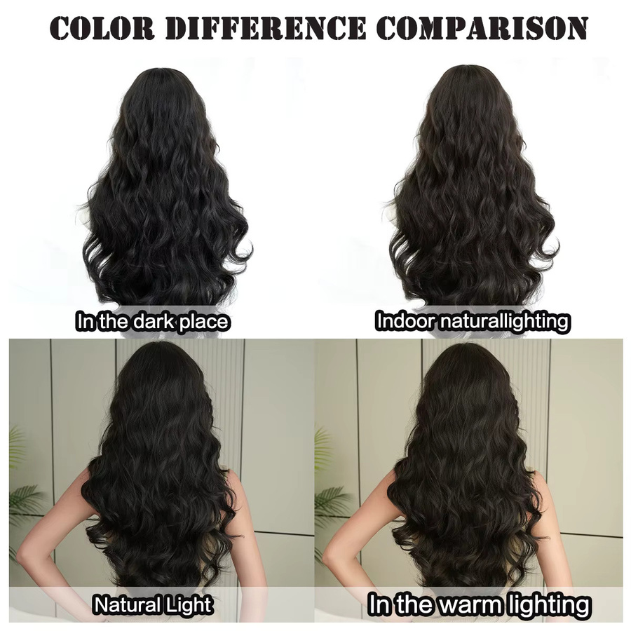 7JHH WIGS Perücke, lange Wasserwellen, Schwarz, Damen - Bild 4
