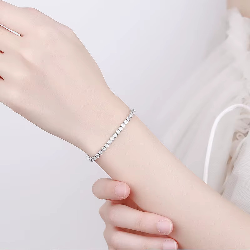 SAY Tennis-Armband, 925 Silber, Moissanit, Weiß, Damen und Herren - Bild 1
