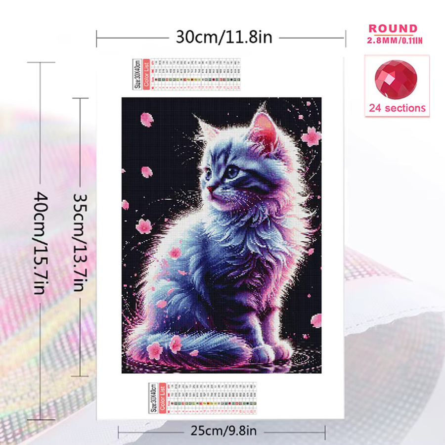 EverShine Diamantmosaik Katze Bild mit Strass-Stickerei als Wandkunst, Mehrfarbig, B/H: 30 x 30 cm - Bild 2