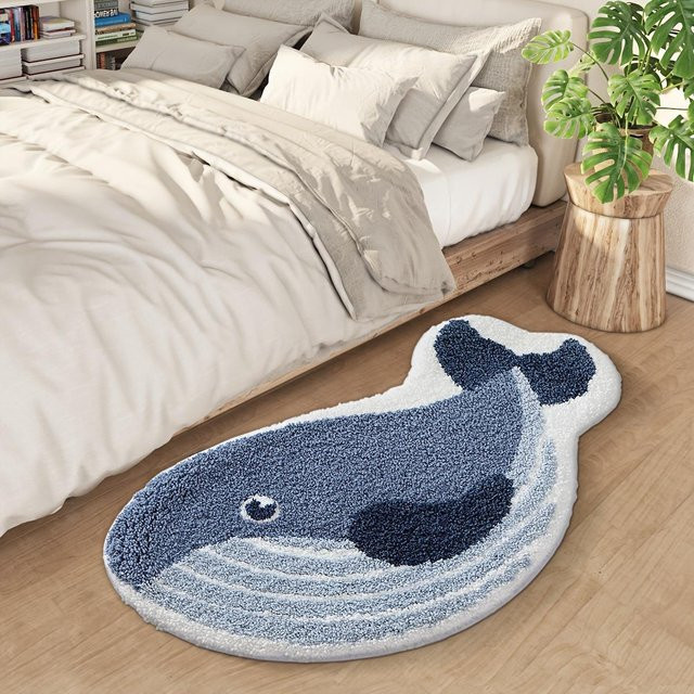 Lodestar Cartoon Imitation Kaschmir Teppich mit Tier-Motiv, Blau, B/B: 50 x 80 cm - Bild 1