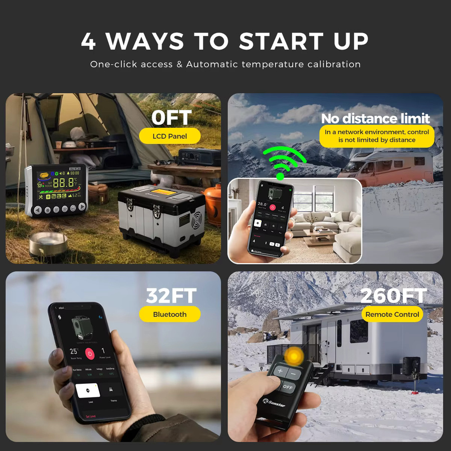 Sunster TB10 Diesel-Luftheizung 8KW mit WIFI, 12V/24V/220V, automatischem Thermostat und adaptivem Höhenmodus für Wohnmobil und Campingzelt - Bild 2