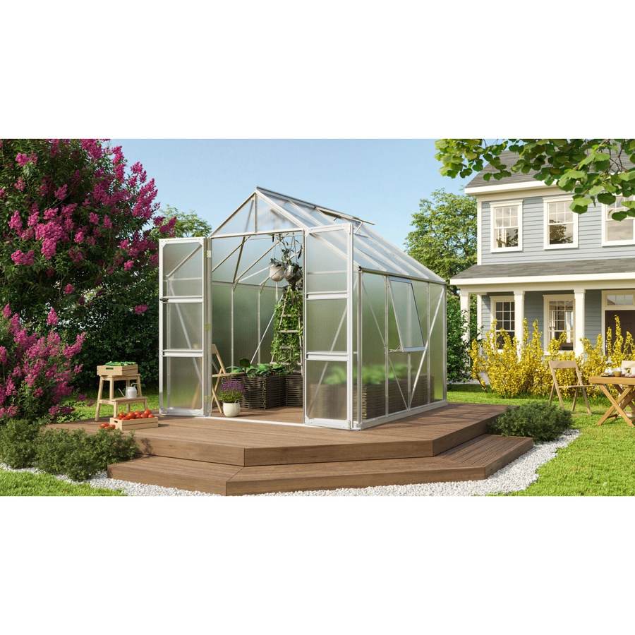 Vitavia Gewächshaus Olymp 6700 aus Aluminium mit Polycarbonat-Verglasung, Silber, B: 257 cm, T: 258 cm, H: 254 cm - Bild 3