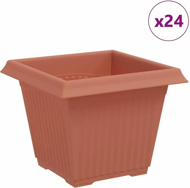 vidaXL Quadratische Blumentöpfe 24er Set Ziegelrot B/T/H: 33 x 33 x 26 cm - Bild 1