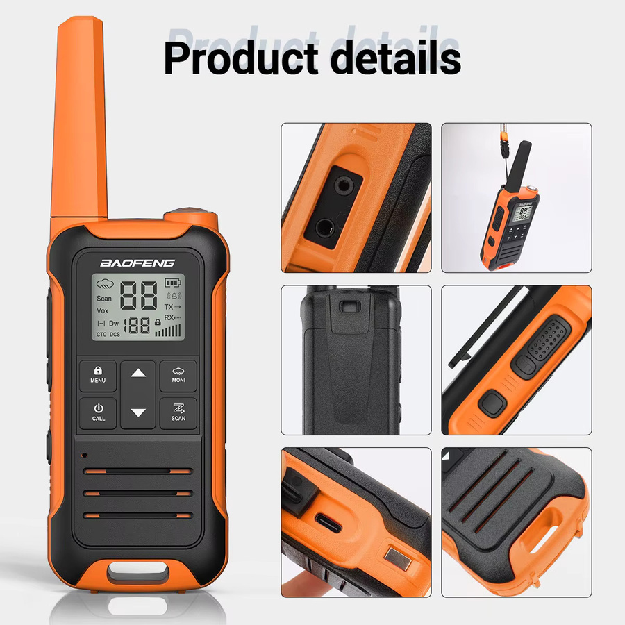 Baofeng F22 Mini Walkie Talkie Set, 2 Stück, wasserdicht, mit USB-C Ladegerät, PMR 446 FRS Funkgeräte für Camping - Bild 6