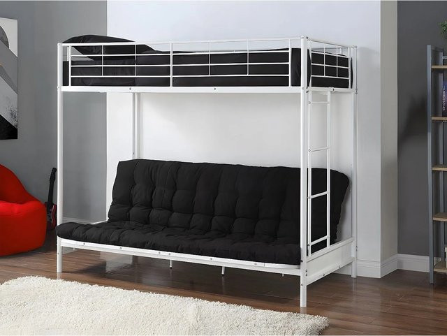 Vente-unique Hochbett Modulo in Weiß aus Metall im Industriestil, H: 170 cm, B: 198 cm, T: 96 cm - Bild 1