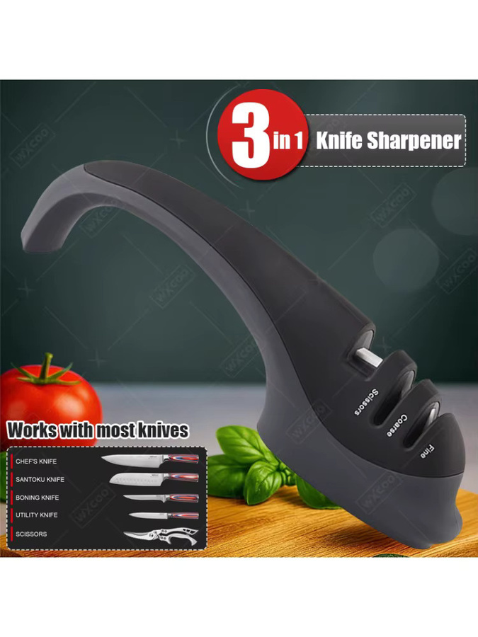 WXCOO Professioneller Handmesser-Schärfer in Schwarz mit Grob- und Fein-Schleifstufen - Bild 6