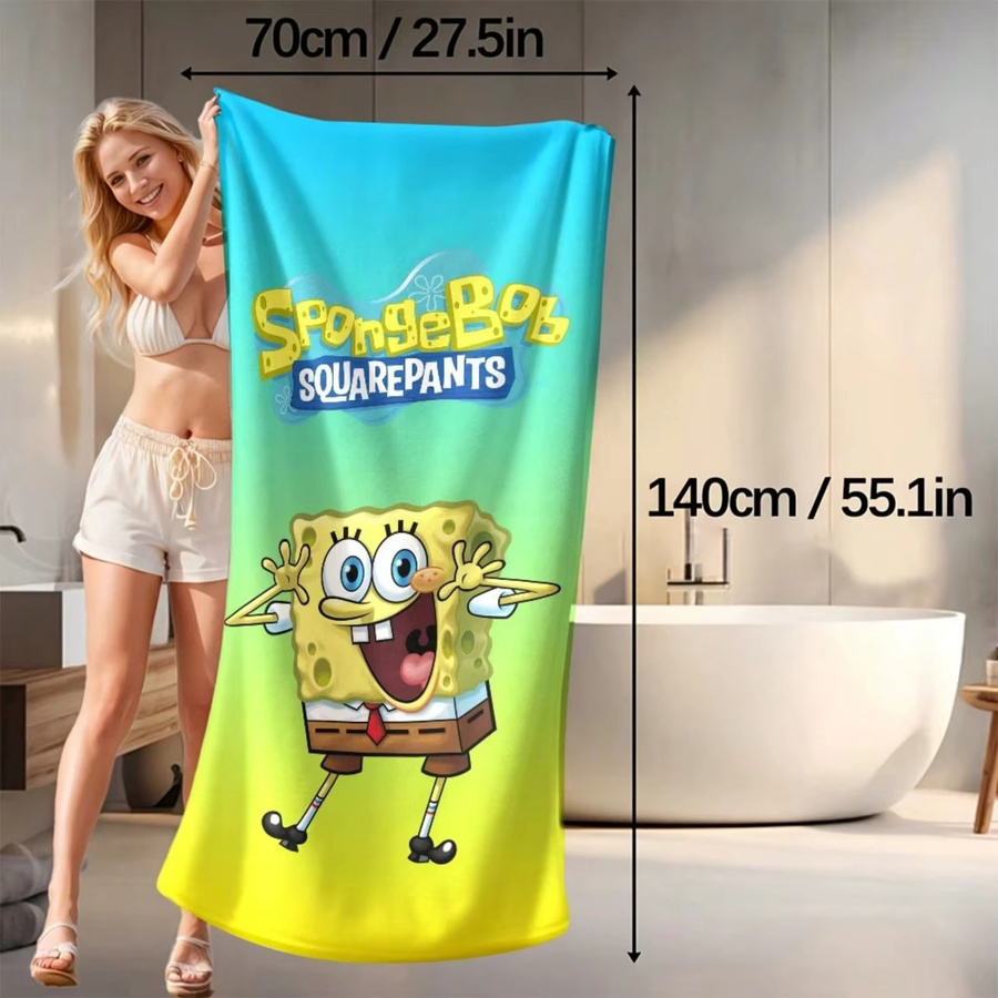 Potdemiel SpongeBob Strandtuch für Kinder, mehrfarbig, sehr saugfähig - Bild 3