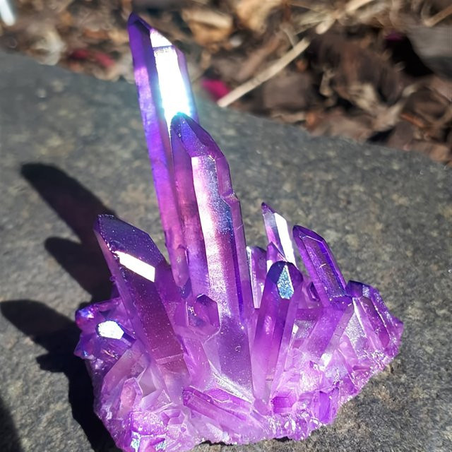 CRYSTALHOLA Aura Purple Crystal Cluster mit galvanisierten sechseckigen Spitzen in unregelmäßiger Form, lila Stein - Bild 1