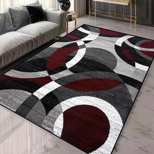 Lodestar Teppich mit geometrischem Muster in Rot und Blau, weich und waschbar, B/T: 60 x 40 cm - Bild 1
