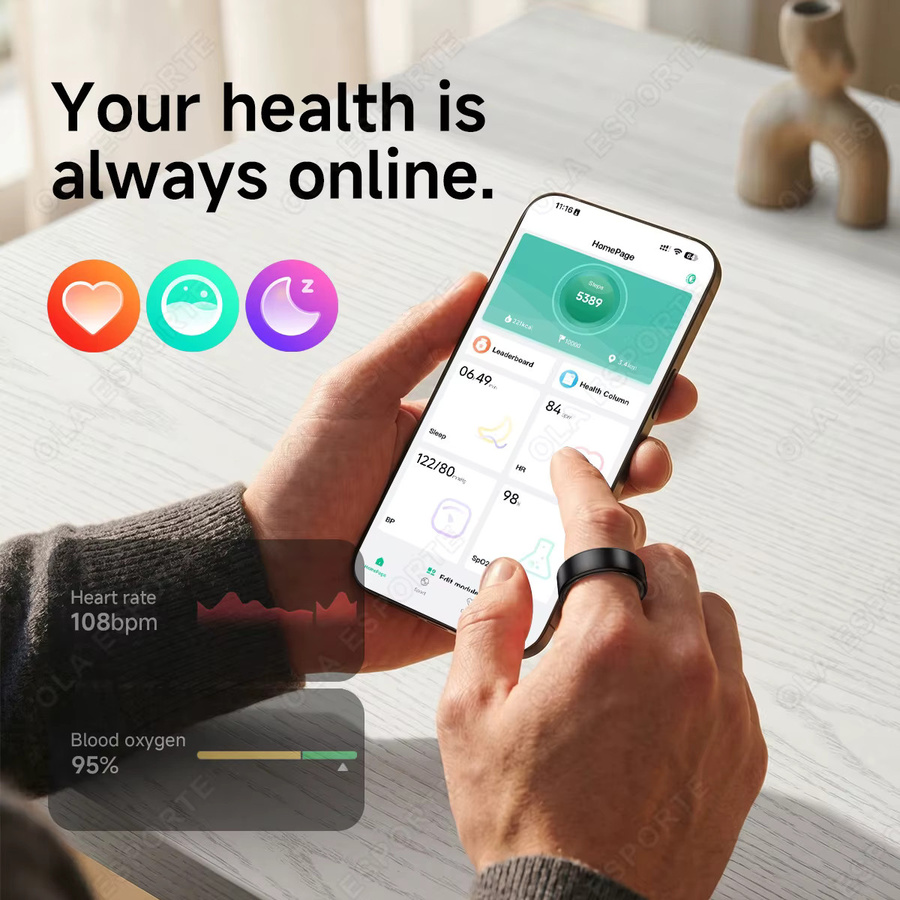Ola Esporte R10 Smart Ring in Gold mit Schlafüberwachung und Hauttemperaturmessung für Männer und Frauen, kompatibel mit Android und iOS - Bild 3