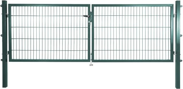 Solid Doppeltor aus Stahl in Grün mit Füllung für Doppelstabmatten B: 300 cm, H: 100 cm - Bild 1