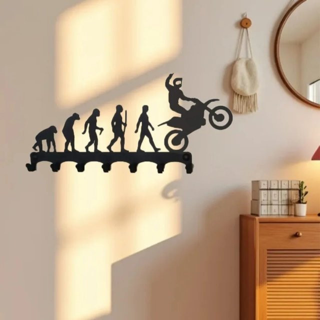 CIFBUY Motorrad-Schlüsselhalter Wandhalterung aus Metall in Schwarz mit Silhouette für deine Inneneinrichtung - Bild 1