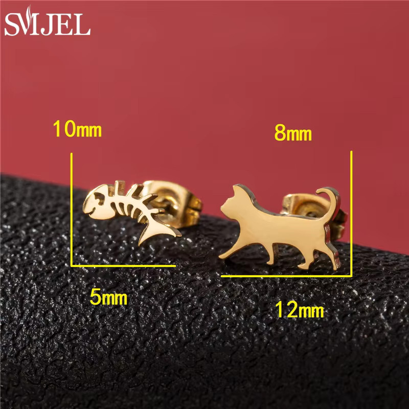 SMJEL Ohrstecker Katzenohrstecker, Edelstahl, Gold, Damen - Bild 2