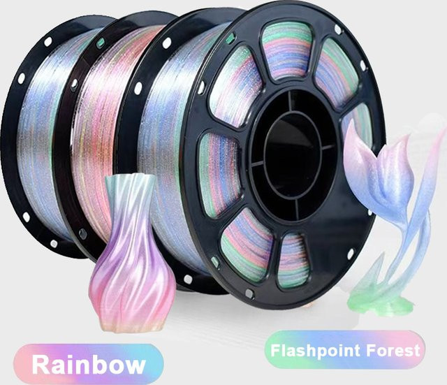 EasyThreed PLA Filament Kristall Glitzerpunkt Regenbogen Multicolour 1,75 mm - Bild 1