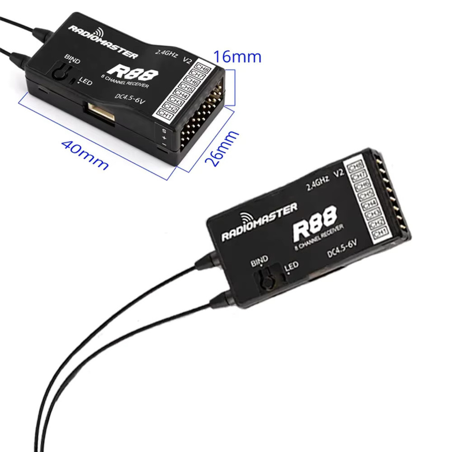 Radiomaster Receiver R81 R84 R86 R86C R88 SBUS RSSI V2.0 für FRSKY D8 D16 RC FPV Drohnen in Schwarz - Bild 3