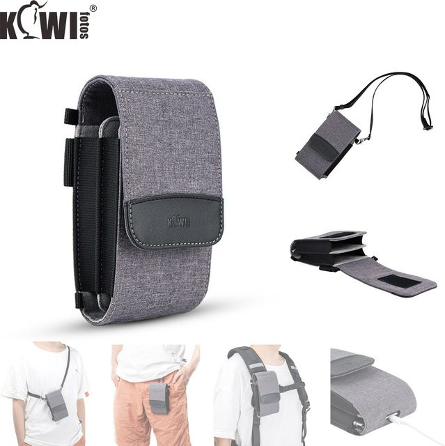 KIWIFOTOS Dual-Layer Smartphone-Tasche mit Schultergurt und Kartenfach für iPhone 15 14 13 in Grau - Bild 1