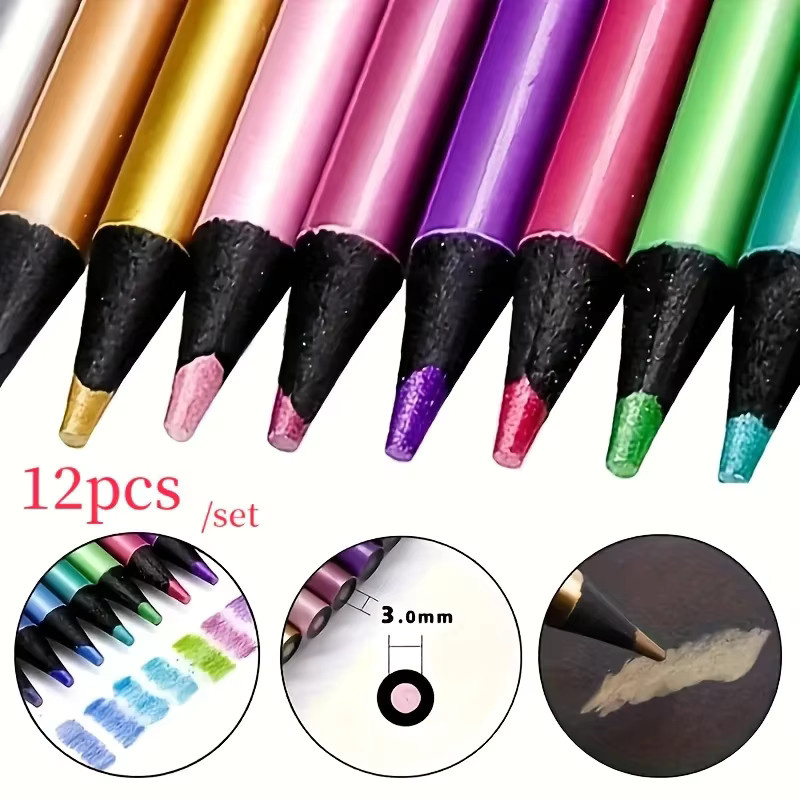 12-teiliges Metall-Buntstift-Set mit pigmentierten Farben in Multicolor für Künstler und Erwachsene - Bild 2