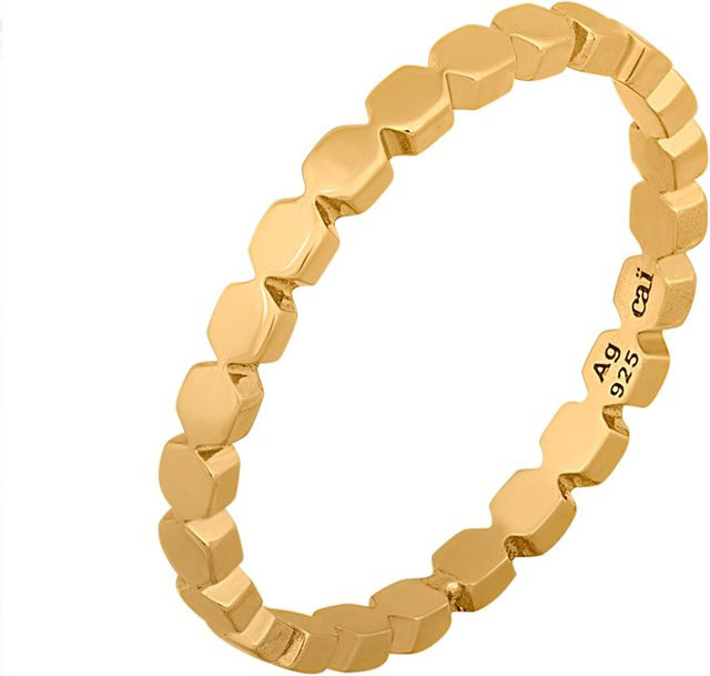 cai Ring 925 Silber vergoldet, Hexagon, Unisex - Bild 1