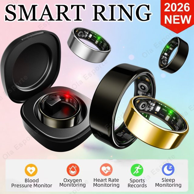 Ola Esporte Smart Ring Silber mit Herzfrequenz-, SpO2- und Schlafüberwachung sowie Multisport-Modus und IP68 & 5ATM Wasserdichtigkeit für Damen und Herren - Bild 1