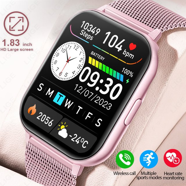 LIGE Smartwatch, 1,83'', Weiß, Damen, wasserdicht, Bluetooth - Bild 1