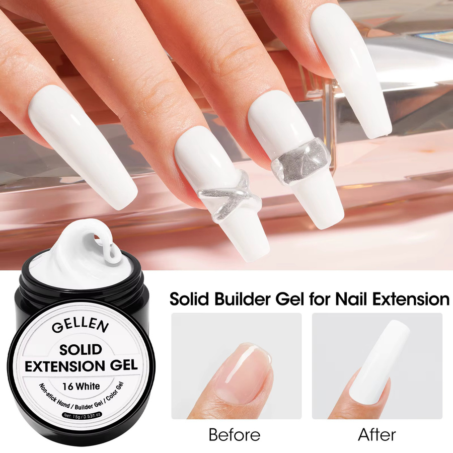 GELLEN GEL POLISH Aufbaugel, Weiß, Matt, für Hände - Bild 2