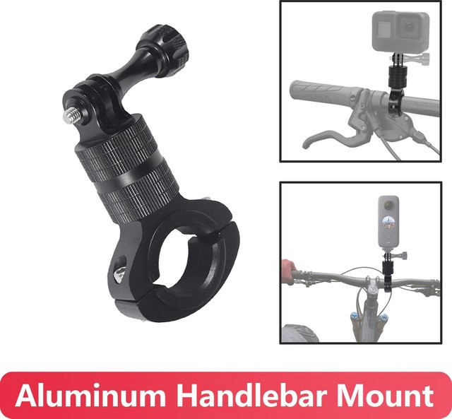 Verstellbare Aluminium-Lenkerhalterung in Schwarz für GoPro, Insta360 und DJI OSMO Action Kameras - Bild 1