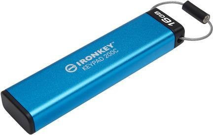 Kingston IronKey Keypad 200C USB-Flash-Laufwerk mit Tastatur, 16 GB, USB-C, Blau - Bild 1