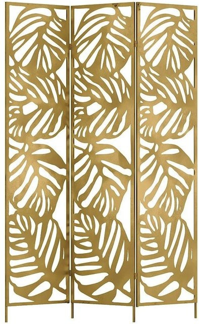 Paravent Kodila aus Metall mit floralem Muster in Gold, B/H: 123 x 180 cm - Bild 1