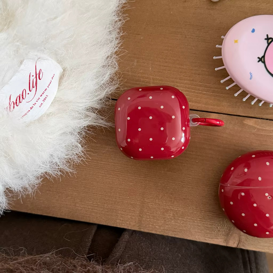 Stoßfeste Schutzhülle für Samsung Galaxy Buds 4 Pro, 3 Pro, 2 Pro, FE und Live in Rot mit Polka-Dot-Muster - Bild 2