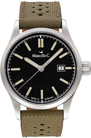 Marcello C Automatikuhr, Edelstahl, Leder, Schwarz, 42 mm, Herren - Bild 1