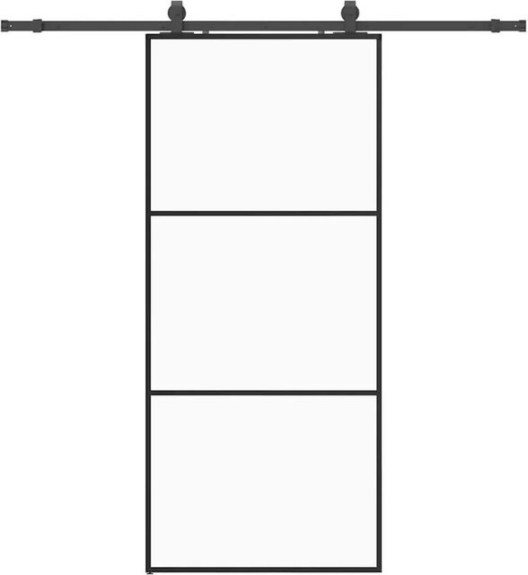 vidaXL Schiebetür aus ESG-Glas in Schwarz mit Beschlag, B: 90 cm, H: 205 cm - Bild 1