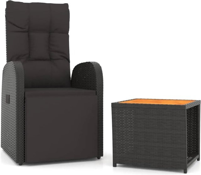 vidaXL 2-tlg Garten-Lounge-Set aus Poly-Rattan und Akazienholz in Schwarz - Bild 1