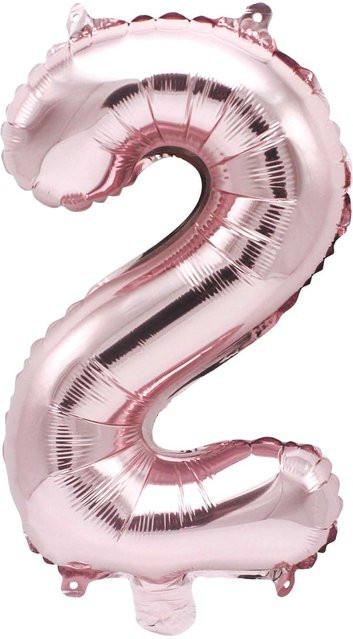 Rico Design Folienballon Zahl 2 in Rosa, Höhe: 36 cm - Bild 1
