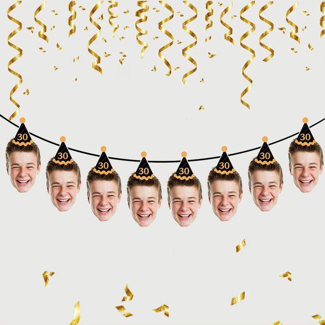 Personalisiertes Geburtstagsbanner mit Foto und Alter von joy-enlife als Partydekoration und Hintergrund für deine Feier - Bild 1