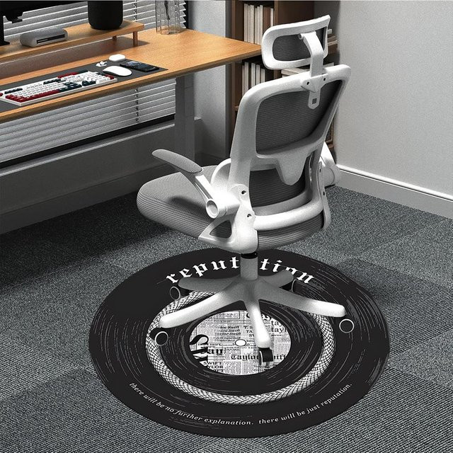 Runder Teppich YglNine Taylor Swift Design in Grau und Schwarz, abstrakte Indoor-Matte aus Polyester für Büro, Wohnzimmer und Schlafzimmer, Durchmesser: 80 cm - Bild 1