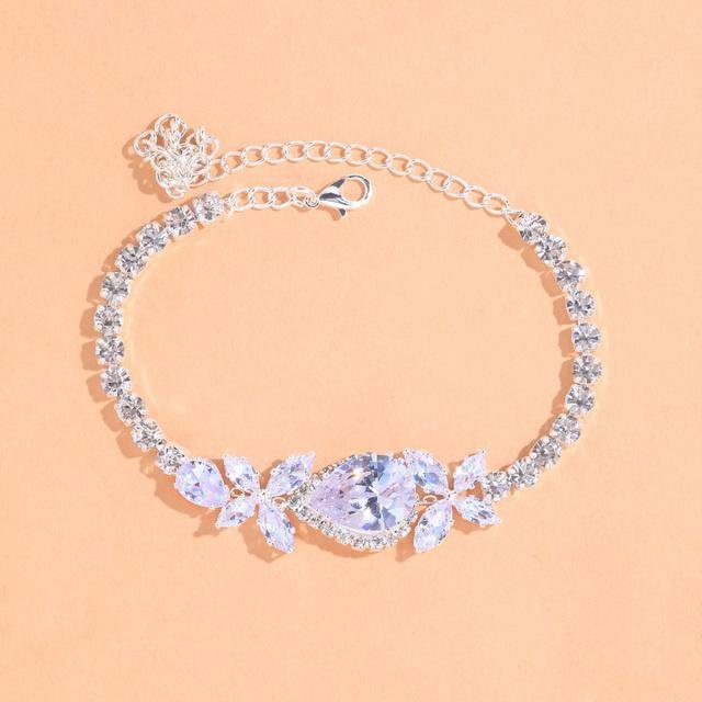 Stonefans Fußkettchen, Silber, Zirkonia, Strass, Weiß, Damen, 20cm - Bild 1