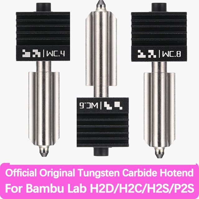 Bambu Lab Offizielles Wolframkarbid-Hotend für H2D H2C H2S X2D P2S Standard Flow HF mit 0,4 mm 0,6 mm oder 0,8 mm Düse - Bild 1