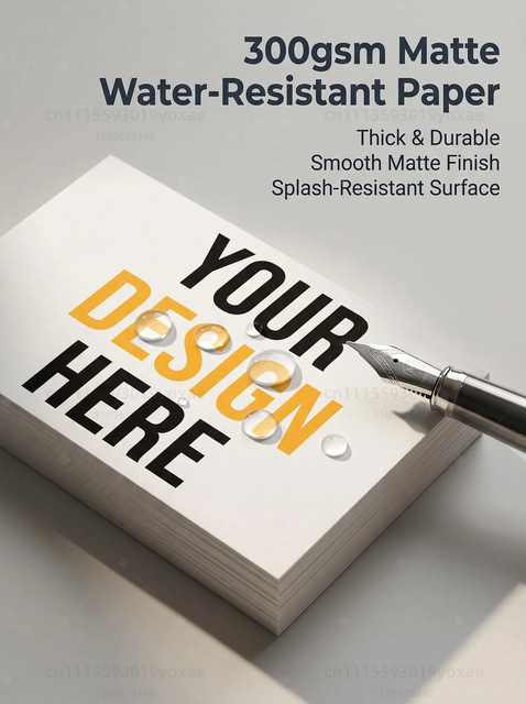 Personalisierte Visitenkarten mit beidseitigem Druck, mattes und wasserbeständiges Papier, 300 g/m², Farbe: Weiß, B/H: 90 x 54 mm - Bild 1
