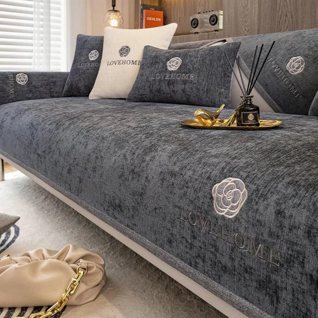 Rutschfester Luxus-Sofabezug aus Mikrofaser von BC-Warm Home in Schwarz und Grau, Breite: 70 cm, Breite: 70 cm - Bild 1