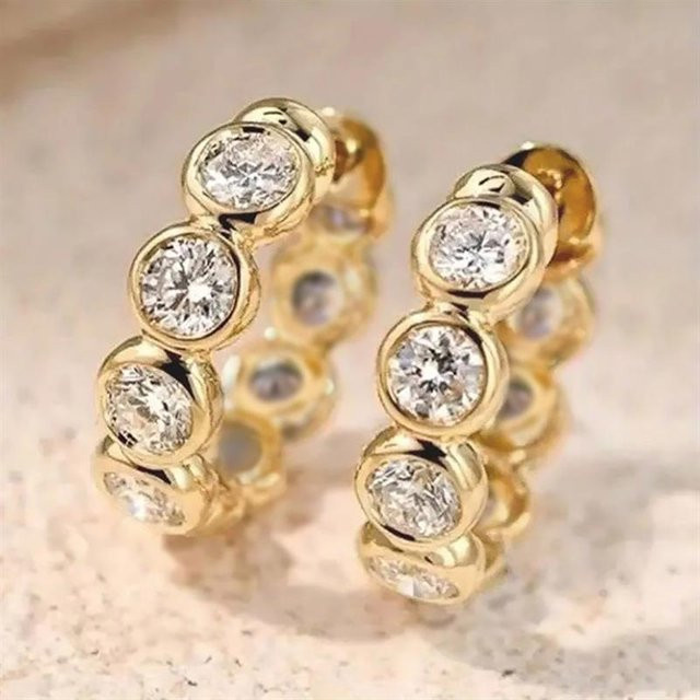 Huitan Creolen, Gold, Zirkonia, Damen - Bild 1