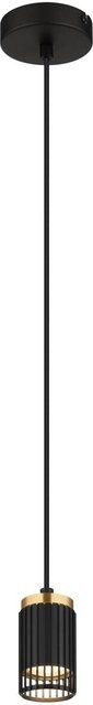 Globo Lighting Pendelleuchte modern Zylinder aus Metall und Aluminium in Schwarz und Gold/Messing mit GU10 Fassung, Höhe: 120 cm, Durchmesser: 10 cm - Bild 1