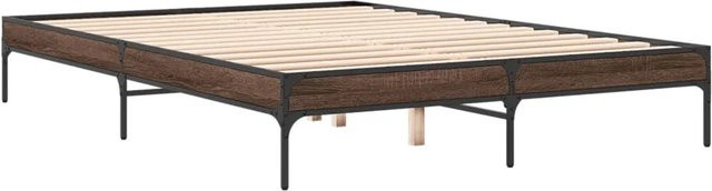 vidaXL Bettgestell in Eiche Braun aus Holzwerkstoff und Metall, B/T/H: 163 x 203 x 30 cm - Bild 1