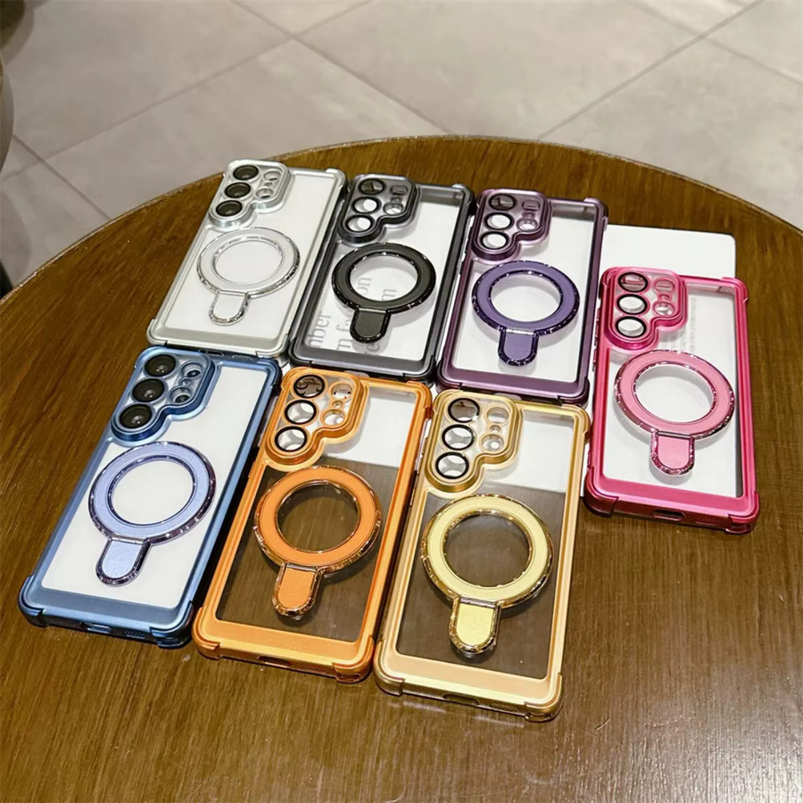 Luxuriöse galvanisierte Handyhülle mit MagSafe Magnetring-Halterung und Ständer für Samsung Galaxy S26 Ultra, S25 Plus, S24 FE und S23 in Purple - Bild 2