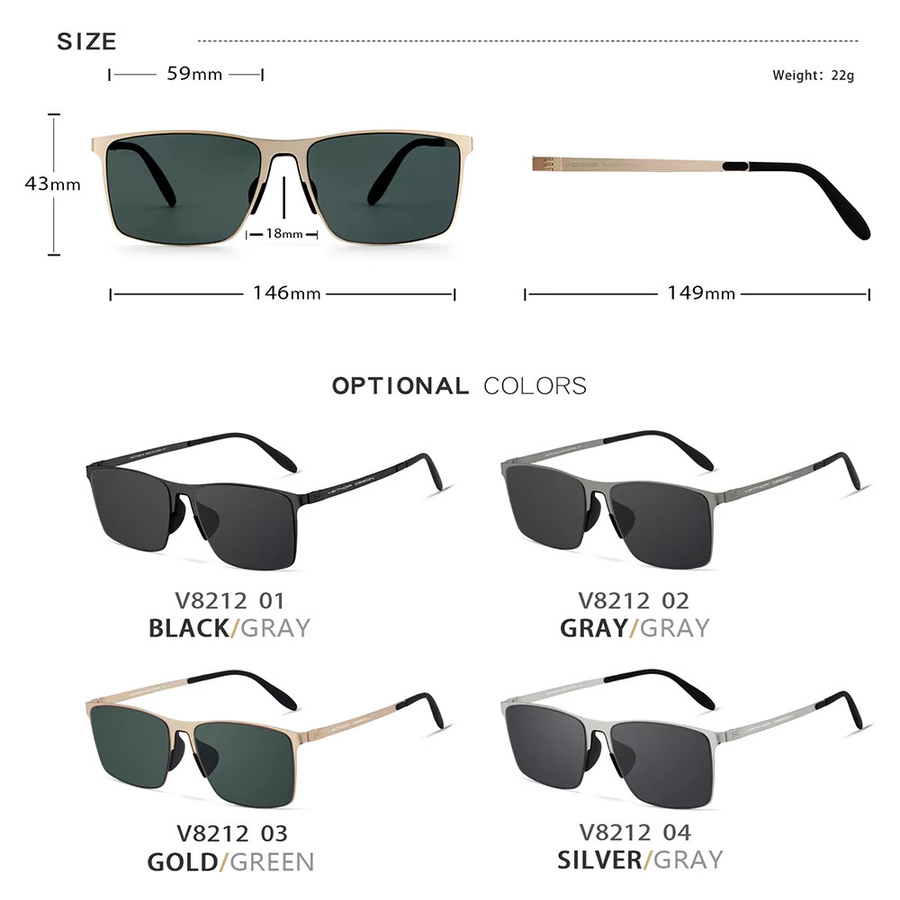 VEITHDIA FAV82120 Sonnenbrille, Vollrand, Edelstahl, Unisex, polarisiert - Bild 6