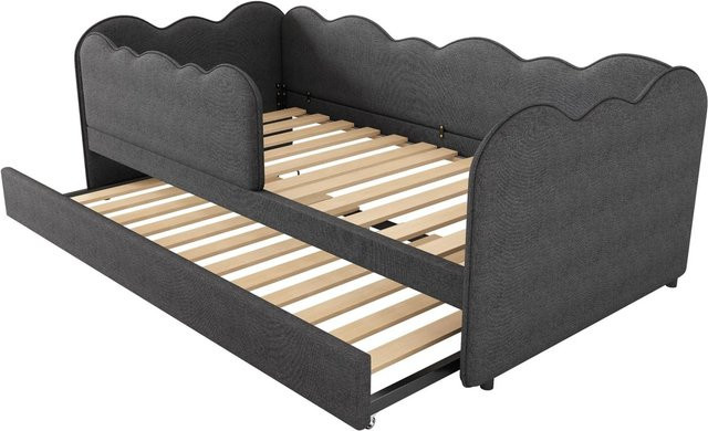 Merax Daybett Ausziehbett mit Schubladen in Grau mit Leinenbezug B/T/H: 90 x 190 x 70 cm - Bild 1