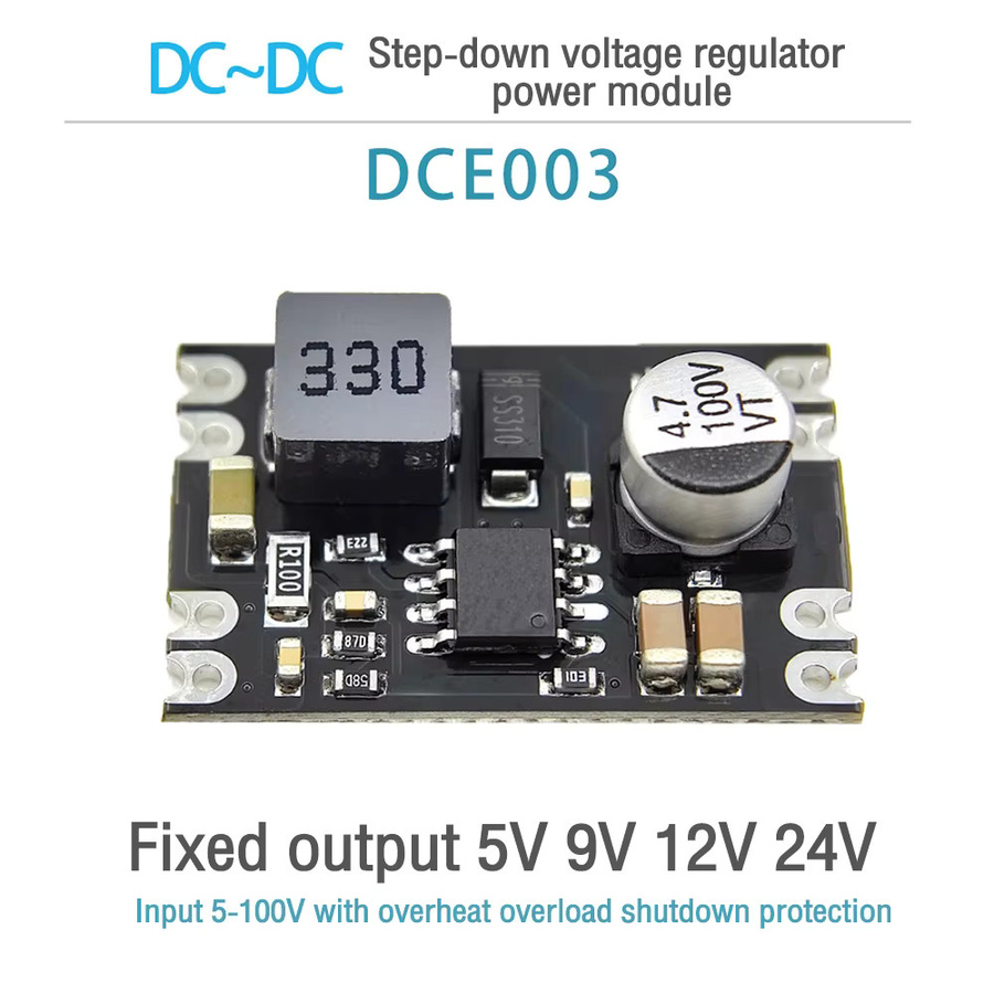 Aideepen DC-DC Step Down Netzteil Modul 2A, Mini Buck Board Konverter für 6-100V zu 5V 9V 12V 24V, Multifunktions Hochspannungsregler in Schwarz - Bild 2