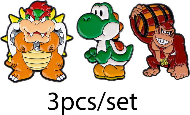 Bandai 3er-Set Emaille-Pins, Cartoon-Dinosaurier-Broschen, Bunt, Unisex - Bild 1